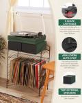 Sleek Dark Green Vinyl Record Player with Speakers
