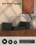 Sleek Dark Green Vinyl Record Player with Speakers