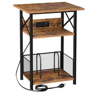 Vinyl Record Player Stand with Charging Station