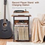 Vinyl Record Player Stand with Charging Station