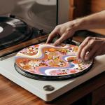 Hippie Flowers Turntable Mat for Enhanced Sound