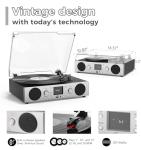 MANGOSTAN Bluetooth Vinyl Record Player with Speakers
