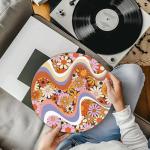 Hippie Flowers Turntable Mat for Enhanced Sound