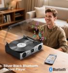MANGOSTAN Bluetooth Vinyl Record Player with Speakers