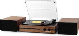Vintage Bluetooth Turntable with Dual Stereo Speakers