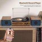 Vintage Bluetooth Turntable with Dual Stereo Speakers