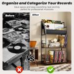 Aquzee 4-Tier Vinyl Record Storage Stand - Rustic Brown