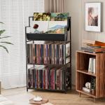 Aquzee 4-Tier Vinyl Record Storage Stand - Rustic Brown