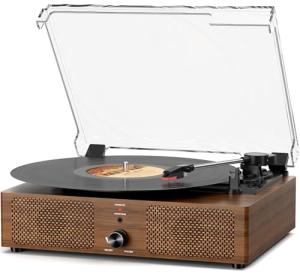 Vintage Bluetooth Wooden Turntable with Built-in Speakers