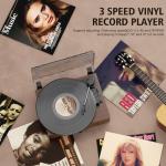 Vintage Bluetooth Wooden Turntable with Built-in Speakers