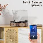 Vintage Bluetooth Wooden Turntable with Built-in Speakers