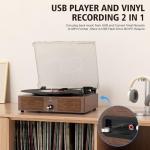Vintage Bluetooth Wooden Turntable with Built-in Speakers