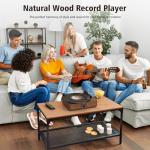Vintage Bluetooth Wooden Turntable with Built-in Speakers