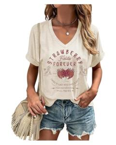 Vintage Women’s Rock Band V-Neck Shirt