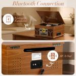 10-in-1 Mahogany Record Player with Wireless Speakers