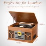 10-in-1 Mahogany Record Player with Wireless Speakers