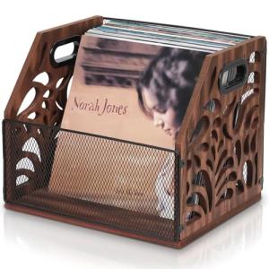 Wooden Vinyl Record Storage Holder for 70+ Albums