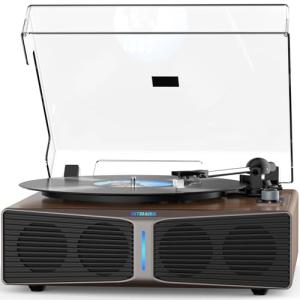 Vinyl Record Player with Stereo Speakers and Lights