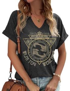 Vintage Rock Band Women's Notched V-Neck Tee