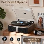 Vinyl Record Player with Stereo Speakers and Lights