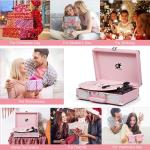 Vintage Pink Suitcase Turntable with Bluetooth Speakers