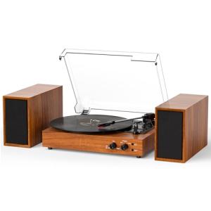 Vintage Vinyl Record Player with Bluetooth Speakers