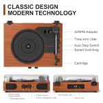 Walnut 3-Speed Vinyl Record Player with Speakers