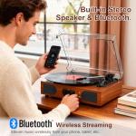 Walnut 3-Speed Vinyl Record Player with Speakers