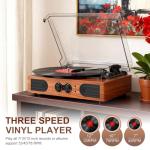 Walnut 3-Speed Vinyl Record Player with Speakers