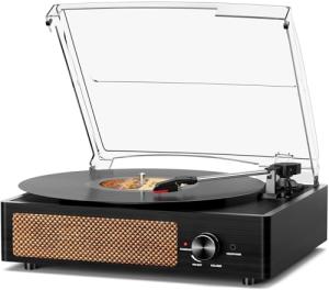Vintage Bluetooth Record Player with Built-In Speakers