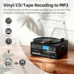 Vintage 10-in-1 Turntable with Speakers and Bluetooth