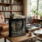 HumminGuru Vinyl Record Bag - Heavy-Duty Cotton Canvas Tote Bag, Large Capacity Holds 30+ LP Albums & 15” Laptop & Books - Durable Lightweight Carrier for Music Lovers & Collectors for Vinyl Shopping