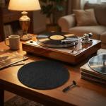 12" Anti-Static Felt Turntable Slipmat with Brush