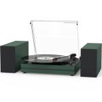 Sleek Dark Green Vinyl Record Player with Speakers
