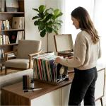 ELUCESCO Vinyl Record Stand for 80 LPs