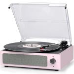 Pale Pink Vinyl Record Player with Speakers