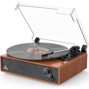 Vintage Turntable with Built-in Speakers and Bluetooth