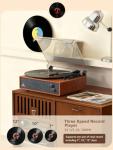 Vintage Turntable with Built-in Speakers and Bluetooth