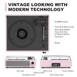 Pale Pink Vinyl Record Player with Speakers