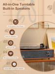 Vintage Turntable with Built-in Speakers and Bluetooth