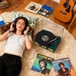 Vintage 3-Speed Vinyl Record Player with Speakers