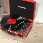 Victress Portable Vinyl Record Player with Bluetooth