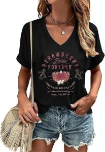 Vintage Women’s Rock Band V-Neck T-Shirt