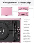 Vintage Pink Bluetooth Turntable with Built-in Speakers
