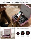Vintage Pink Bluetooth Turntable with Built-in Speakers