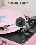 Vintage Pink Bluetooth Turntable with Built-in Speakers