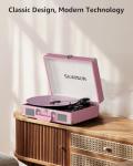 Vintage Pink Bluetooth Turntable with Built-in Speakers