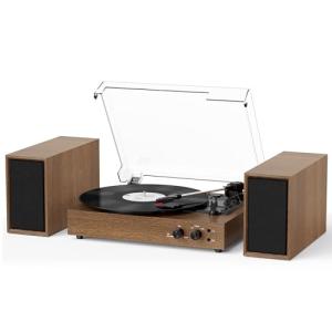 Vintage Turntable with Bluetooth and Dual Speakers