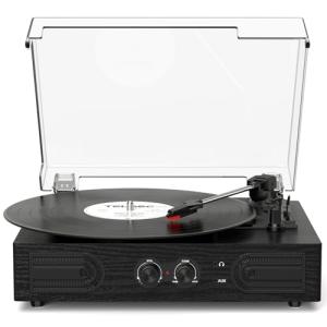 Vintage Vinyl Record Player with Built-in Speakers