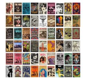 Retro Rock Band Poster Set - 60 Concert Prints
